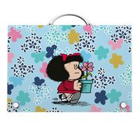 Grafoplás - Maletin Escolar con Asa y Cierre de Broche, Polipropileno, Tamaño Folio, 24,5x34,5x4cm, Colección Papelería Mafalda Lively