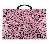Grafoplas - Maletin Escolar con Asa y Cierre de Broche, Polipropileno, Tamaño Folio, 24,5x34,5x4cm, Diseño I Love You Bits & Bobs Pop Up Design, Perfecto para tus Clases Extra Escolares