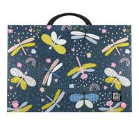Grafoplas - Maletin Escolar con Asa y Cierre de Broche, Polipropileno, Tamaño Folio, 24,5x34,5x4cm, Diseño Dragon Fly Bits & Bobs Pop Up Design, Perfecto para tus Clases Extra Escolares