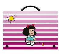 Grafoplas - Maletin Escolar Mafalda Birdie, Asa y Cierre de Broche, Polipropileno, Tamaño Folio, 24,5x34,5x4cm, Perfecto para Actividades Extraescolares
