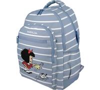 Grafoplas - Mochila Escolar 3 Compartimentos Mafalda Boat, 33x46x22,5cm, 30 Litros, Zona Acolchada para Portátil, Adaptable a Carrito, Perfecta para el Cole