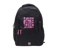 Grafoplás | Mochila Escolar | Bits&Bobs Pop Up Design Fucsia Flúor | Tres Compartimentos | Bolsillo Frontal | Compartimento Acolchado para Portátil | Base Reforzada | 33x46x22,5cm