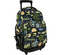 Grafoplás - Mochila Escolar con Ruedas, Carro Integrado, 29 Litros, 52x37x25cm, Modelo Roller, Colección Streetball, Bits & Bobs Pop Up Design, Perfecto Material Escolar Infantil y Primaria