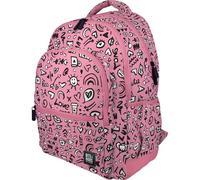 Grafoplás - Mochila Escolar Ergonómica, 33x46x22,5cm, Espalda y Asas Acolchadas, 3 Compartimentos, Zona Especial Portátil, Adaptable a Carrito, Modelo Rubber, Diseño I Love You, Colección Bits&Bobs