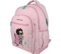 Grafoplás | Mochila Escolar Mafalda Morning | Tres Compartimentos | 33x46x22,5cm | Zona Acolchada para Portátil | Adaptable a Carrito | Perfecta para el Cole