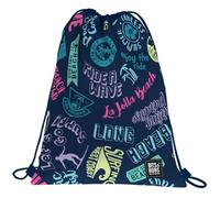Grafoplás - Mochila Saco con Cuerdas, 36x47cm, Bolsillo Exterior con Cremalleras, Beach, Bits&Bobs Pop Up Design, Perfecta para Extra Escolares