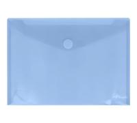 Grafoplas - Pack 10 Carpetas Sobres Plastico, Cierre Textil Adhesivo, Tamaño Folio Plus, Azul Claro, Multiline, 33,5x24cm, Polipropileno Cristal Rayado Traslúcido, Perfecto para Proteger Documentos