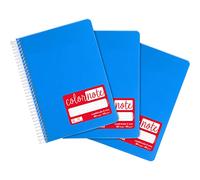 Grafoplás - Pack 3 Cuadernos A5 Cuadricula 4mm, Tapas Polipropileno, 80 Hojas, 90 Gramos, Color Azul, Serie Color Note, Perfecto Material Escolar