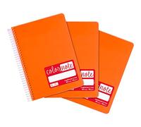 Grafoplas - Pack 3 Cuadernos A5 Cuadricula 4mm, Tapas Polipropileno, 80 Hojas, 90 Gramos, Color Naranja, Serie Color Note, Perfecto Material Escolar