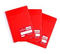 Grafoplas - Pack 3 Cuadernos A5 Cuadricula 4mm, Tapas Polipropileno, 80 Hojas, 90 Gramos, Color Rojo, Serie Color Note, Perfecto Material Escolar