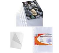 Grafoplás- Pack 3 tipos de Fundas - 100 Fundas de Plástico tamaño folio - 100 Dossiers con Uñero - 100 Forros Multitaladro