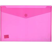 Grafoplas - Pack 5 Sobres Plastico A6, Cierre Textil Adhesivo, Color Rosa Fucsia, Multiline, 16x12cm, Polipropileno Cristal Rayado Traslúcido, Perfecto para Pequeños Documentos