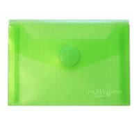 Grafoplas - Pack 5 Sobres Plastico A6, Cierre Textil Adhesivo, Verde, Multiline, 16x12cm, Polipropileno Cristal Rayado Traslúcido, Perfecto para Pequeños Documentos