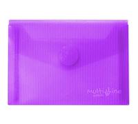 Grafoplas - Pack 5 Sobres Plastico A6, Cierre Textil Adhesivo, Violeta, Multiline, 16x12cm, Polipropileno Cristal Rayado Traslúcido, Perfecto para Pequeños Documentos