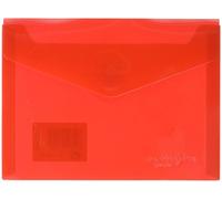 Grafoplas - Pack 5 Sobres Plastico A6, Cierre Velcro, Rojo, Multiline, 16x12cm, Polipropileno Cristal Rayado Traslúcido, Perfecto para Pequeños Documentos