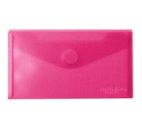 Grafoplas - Pack 5 Sobres Plastico, Tamaño Recibo, Cierre Velcro, Rosa Fucsia, Multiline, 22,5x12,5cm, Polipropileno Cristal Rayado Traslúcido, Perfecto para Recibos y Documentos Pequeños