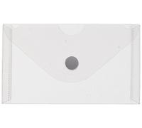 Grafoplas - Pack 5 Sobres Plastico, Tamaño Tarjeta, Cierre Textil Adhesivo, Natural, Multiline, 10,5x6,2cm, Polipropileno Cristal Rayado Traslúcido, Perfecto para Tarjetas de Visita