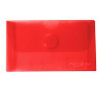 Grafoplas - Pack 5 Sobres Plastico, Tamaño Tarjeta, Cierre Textil Adhesivo, Rojo, Multiline, 10,5x6,2cm, Polipropileno Cristal Rayado Traslúcido, Perfecto para Tarjetas de Visita