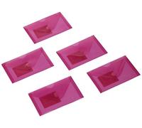 Grafoplas - Pack 5 Sobres Plastico, Tamaño Tarjeta, Cierre Textil Adhesivo, Rosa Fucsia, Multiline, 10,5x6,2cm, Polipropileno Cristal Rayado Traslúcido, Perfecto para Tarjetas de Visita