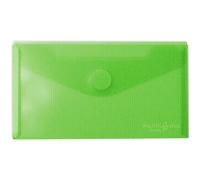 Grafoplas - Pack 5 Sobres Plastico, Tamaño Tarjeta, Cierre Textil Adhesivo, Verde, Multiline, 10,5x6,2cm, Polipropileno Cristal Rayado Traslúcido, Perfecto para Tarjetas de Visita