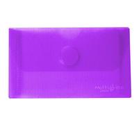 Grafoplas - Pack 5 Sobres Plastico, Tamaño Tarjeta, Cierre Textil Adhesivo, Violeta, Multiline, 10,5x6,2cm, Polipropileno Cristal Rayado Traslúcido, Perfecto para Tarjetas de Visita