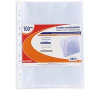 Grafoplas - Pack de 100 Fundas Multitaladro A4, Polipropileno Estándar, Color Transparente, Piel Naranja, Perfectas para Proteger Documentos de Papel