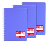 Grafoplas - Pack de 3 Cuadernos con Espiral A4, Cuadriculado 4 mm, 80 Hojas, 90 g, Lavanda, Tapa Polipropileno, Serie ColorNote, Perfecto Material Escolar