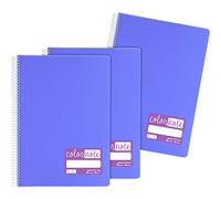 Grafoplás - Pack de 3 Cuadernos con Espiral, A4, Pauta 3,5mm, Tapas Polipropileno, Color Lavanda, Serie ColorNote, Perfecto Material Escolar
