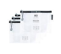 Grafoplas Pack de 4 Bolsas con Cremallera EVA a5, Fabricadas con Goma EVA Transparente, Cremallera Negra, Ideal para Transportar y Proteger Todo Tipo de Artículos, Documentos, Cosméticos o Puzzles