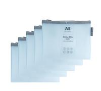 Grafoplas Pack de 5 Bolsas con Cremallera EVA Soft a5, Azul Pastel, Tacto Suave, Zipper Bags Hechas con Goma EVA Transparente, Ideal para Transportar y Proteger Todo Tipo de Artículos y Documentos