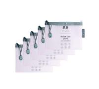 Grafoplas Pack de 5 Bolsas con Cremallera EVA Soft a6, Rosa Pastel, Tacto Suave, Zipper Bags Hechas con Goma EVA Transparente, Ideal para Transportar y Proteger Todo Tipo de Artículos y Documentos