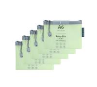 Grafoplas Pack de 5 Bolsas con Cremallera EVA Soft a6, Verde Pastel, Tacto Suave, Zipper Bags Hechas con Goma EVA, Ideal para Transportar y Proteger Todo Tipo de Artículos y Documentos