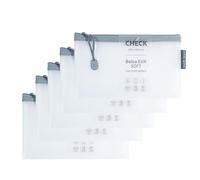Grafoplas Pack de 5 Bolsas con Cremallera EVA Soft Check, Blanco, Tacto Suave, Zipper Bags Hechas con Goma EVA Transparente, Ideal para Transportar y Proteger Todo Tipo de Artículos y Documentos