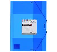 Grafoplas - Pack de 6 Carpetas con Gomas, Azul, Tamaño Folio, Polipropileno, Serie Multiline