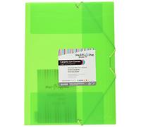 Grafoplas - Pack de 6 Carpetas con Gomas, Verde, Tamaño Folio, Polipropileno, Serie Multiline