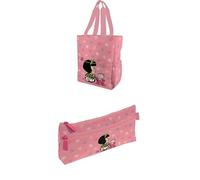 Grafoplas - Pack Tote Bag + Estuche con Compartimentos Mafalda Baby Cart - Organización para Movilidad Diaria, Perfecto como Regalo
