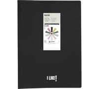 Grafoplas - Portafolio Plastico Like Poliplás, 30 Fundas Transparentes Polipropileno Extra, Tamaño Folio, Color Negro, Tapas Flexibles, Perfecto Material de Oficina