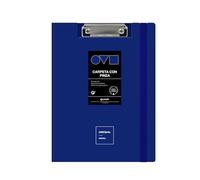 Grafoplas | Portapapeles con Pinza A4 + | Tapa y Goma Cierre | Azul | Unequal Minimal | Lomo Curvo Apertura 360 | Resistente y Ultraligero| Clip Metálico| Polifoam | Reciclable | Ideal en Oficinas