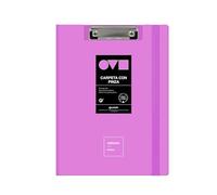 Grafoplas - Portapapeles con Pinza A4 +, Tapa y Goma Cierre, Lavanda, Unequal Minimal, Lomo Curvo Apertura 360, Resistente y Ultraligero, Clip Metálico, Polifoam, Reciclable, Ideal en Oficinas