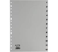 Grafoplas - Separador numerico multitaladro en PP 1-12 Folio Gris -