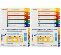 Grafoplas - Separadores Personalizables Translúcidos, 10 Posiciones, A4, Prolipropileno Extra 300μ, 11 Taladros, Perfectos para Archivadores (Paquete de 2)