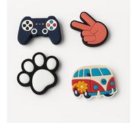 Grafoplás | Set de Pins Intercambiables para Estuches Escolares bits&Bobs Silicona Personalizar tu Material Escolar y Tus Zapatos | Contiene 4 Adornos: Tiburon, Futbol, Rana, Coche