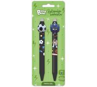 Grafoplas - Set Escolar 2 Boligrafos Retráctil Borrable con Tinta Gel Azul, Punta 0,7mm, Bits&Bobs Cool Ball Hero, Tinta Recambiable, Incluye Goma, Escritura Limpia, Material Escolar y Regalo Original