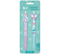Grafoplas - Set Escolar 2 Boligrafos Retráctil Borrable con Tinta Gel Azul, Punta 0,7mm, Bits&Bobs Cute Roller y Butterfly, Tinta Recambiable, Incluye Goma, Escritura Limpia, Material Escolar