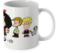 Grafoplás - Taza con Asa Fácil Agarre, Mafalda Amigos, Cerámica, Capacidad 330ml, 9,5x8cm, Perfecto para Tus Bebidas, Ideal como Regalo