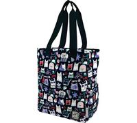 Grafoplas - Tote Bag con Cremallera Bits&Bobs Miau, 37,5x31x14cm, 14 Litros, Compartimento Especial Portátil, Base Reforzada, Asa y Tira Bandolera Ajustable, Bolsillos Interiores y Exteriores
