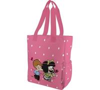 Grafoplas - Tote Bag con Cremallera Mafalda Friends, 37,5x31x14cm, 14 Litros, Compartimento Especial Portátil, Base Reforzada, Asa y Tira Bandolera Ajustable, Bolsillos Interiores y Exteriores