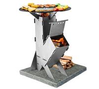 GRAFT Estufa cohete incl. parrilla Acoplamiento Rocket Stove acero 3 mm grosor | cuenco fuego | horno pellets | horno leña | cocina camping | parrilla camping | cocina leña