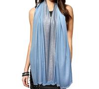 Gragengs Chales y envolturas de pashmina metálica brillante para mujer, bufanda larga para fiesta, color sólido, dos tonos, azul, plateado (Sky Blue/Silver), 70.8 x 27.5 inch(180x70cm)