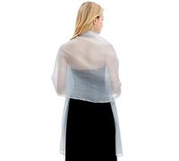 Gragengs Chales y envolturas para mujer para vestidos de noche, bufanda de crepé transparente, ligera, brillante, para boda, fiesta, plata, 79"x27"/200×70cm